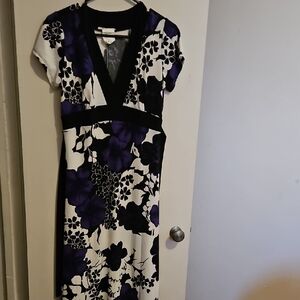 Elegant Purple and Black Floral Dress